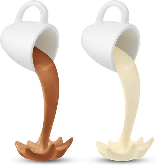 2 Pcs Floating Spilling Coffee Cup Magic Pouring Splash Coffee Mug Pouring Spilling Mugs Cafe Novelty Funny Cup Sculpture Art Decoration for Home Decor(Cream, Brown)